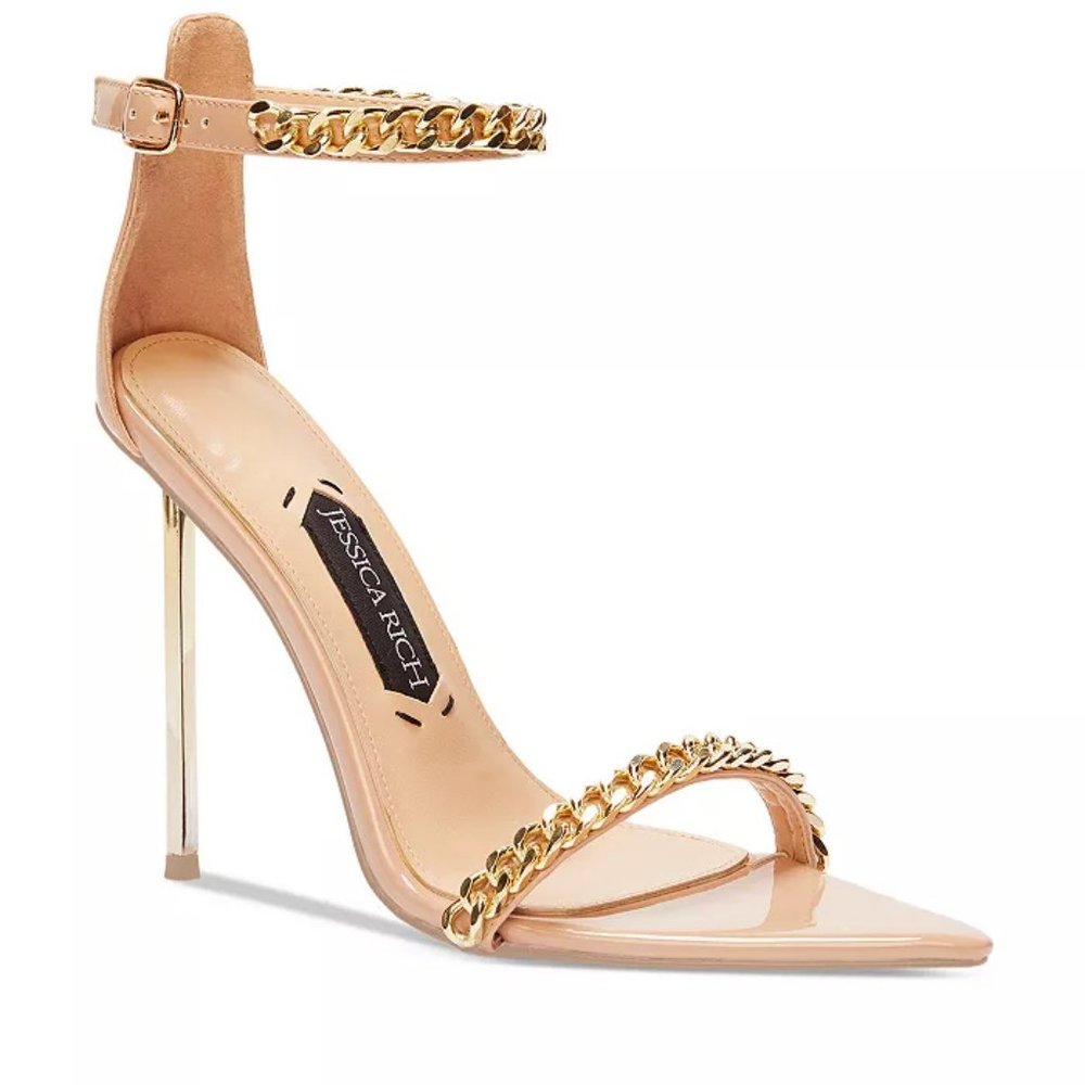 $280 JESSICA RICH Monaco Ankle Strap Stiletto Heel POINTED Sandal NUDE 36 (TB2)